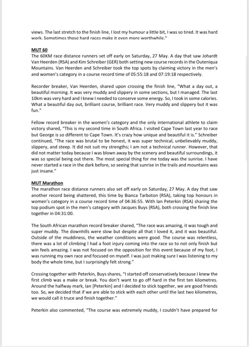 Mountain Ultra-Trail by UTMB® plays host to Africa’s first UTMB® World ...