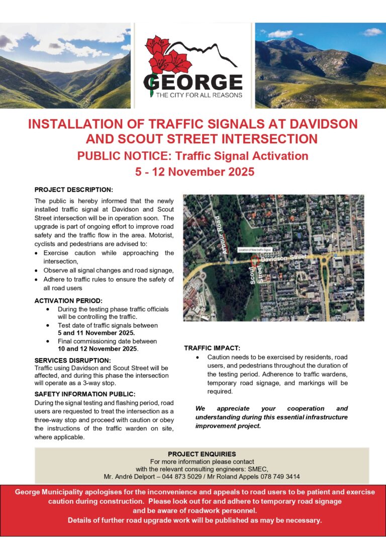 PUBLIC NOTICE: Traffic Signal Activation - George Municipality